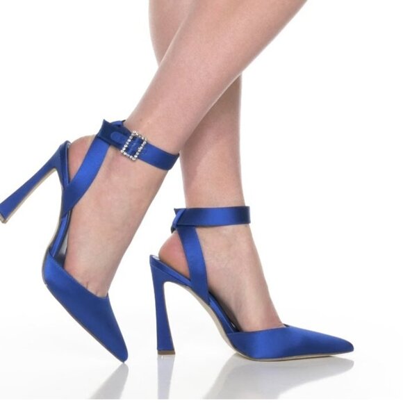 Steve Madden Sarantos Pump Blue Satin - Size 8.5 - Picture 2 of 10